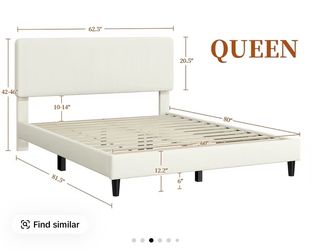 Cream queen bed frame