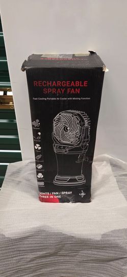 Rechargeable Spray Fan with Misting and RGB Lights