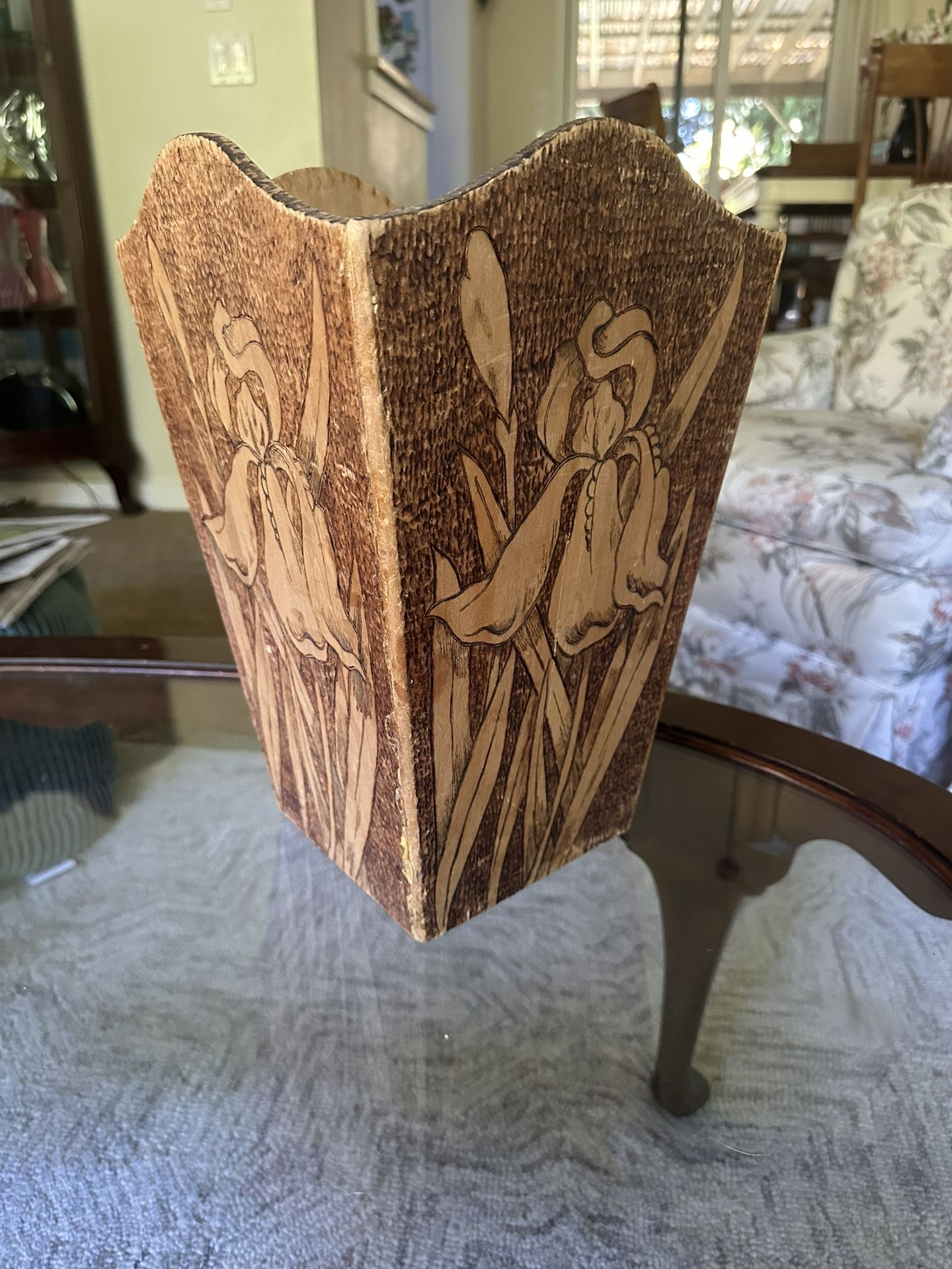 Pyrography Waste Basket