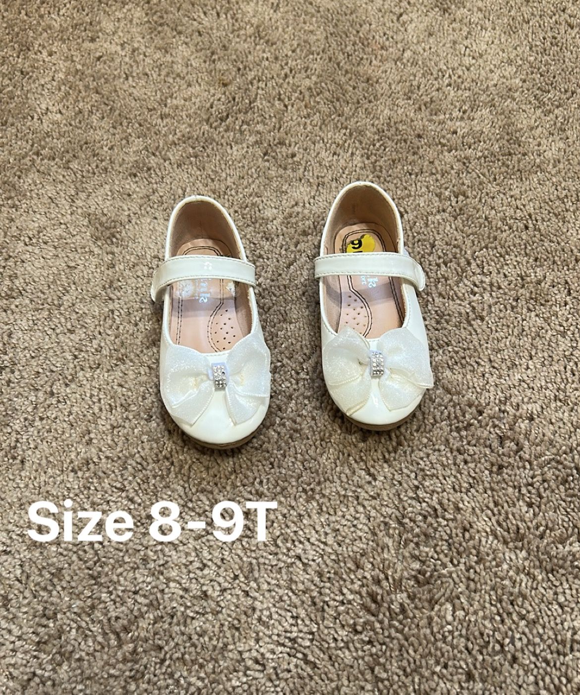 Toddler White Dress Flat Shoes Size 8-9T