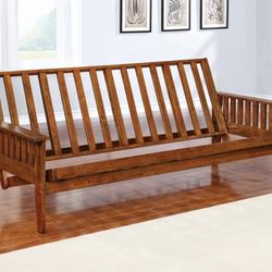 Futon Frame Full Size  Solid Wood Oak Finish 