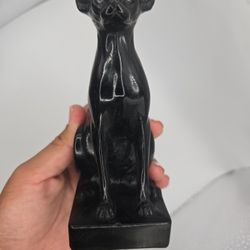 Crystal carving Egyptian cat ( Black obsidian) 