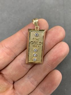 10K Yellow Gold Fine Gold Bar Pendant Charm 