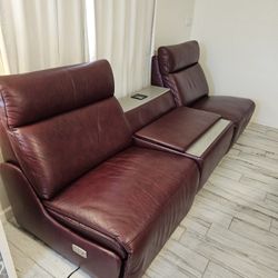 Genuine Leather Reclining Copenhagen Sofa - $1400 OBO
