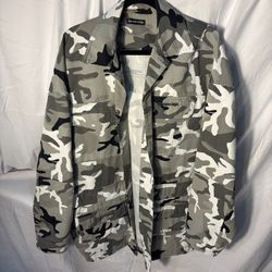  BALENCIAGA Camouflage-print Cargo Shirt Jacket In Grey