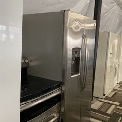 GE refrigerator and stove Electric double oven stainless steel