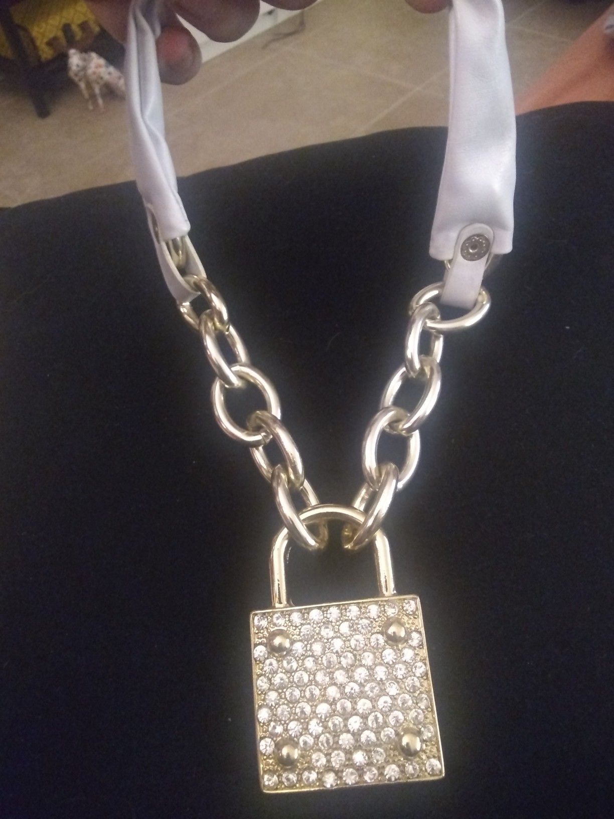 18k plated big iced put choker necklace