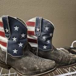 Roper Women's American Beauty Flag Ankle Boots
