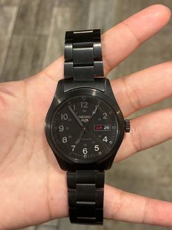 Stealth Black Seiko 5-Sports Field Watch for Men, SRPJ09, Excellent Condition