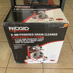 RIDGIG K-400 POWERED DRAIN CLEANER.