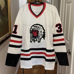 VINTAGE 80s COPPER #31 CHICAGO BLACKHAWKS HOCKEY JERSEY SHIRT SZ XL INDIAN USA