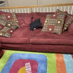 2 Red Couches Including Pillows 