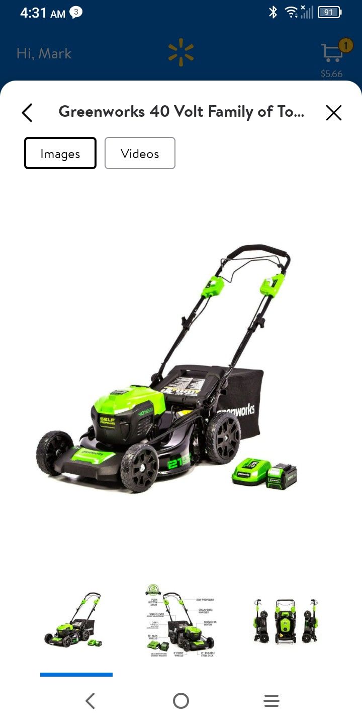 Greenworks 40V Brushless Self-Propelled Lawn Mower, 21-Inch Electric Lawn Mower, 5.0Ah Battery and Charger 