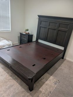 Dark Wood Queen Platform Bed Frame
