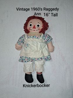 Vintage Original 1960's Rare Knickerbocker Raggedy Ann Doll In Excellent New Condition (All Original In Rare Outfit)