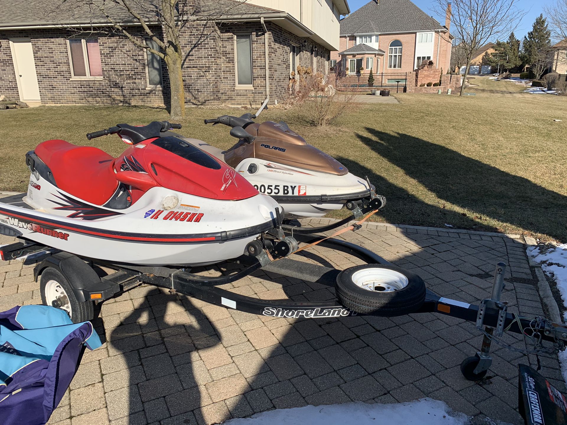 Jet skis with double trailer