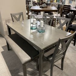 Dining Set Table With 4 Chairs & Bench