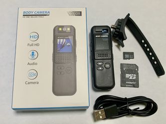 New Body Camera 1080p HD Audio/ Video, Photos, 64gb Memory Card, Back Clip, Bike Strap, Night Vision, Body, Car, Bike, Motorcycle, Desk,