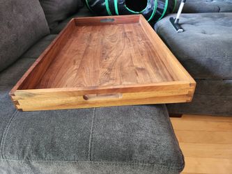 Extra Large 32x18 Solid Walnut Ottoman Tray with Handles