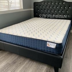 Full Black Crystal Button Bed With Ortho Mattress Included!!