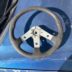 87 Bayliner Capri vintage DINO Made in Italy 3-spoke leather steering wheel