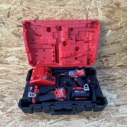 Milwaukee Combo Kit Hammer Drill 1/2” And Impact Driver 1/4” With 2 Batteries 5.0 + Charger 
