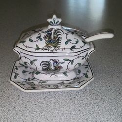 Portugal Hand Painted Mustard Sauce/Jam Server