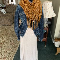 Guess Jean Jacket. Scarf And Skirt  Size Med   