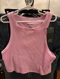 Wild Fable Pink Ribbed Crop Tank Top