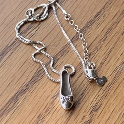 Silver Disney Cinderella glass slipper necklace