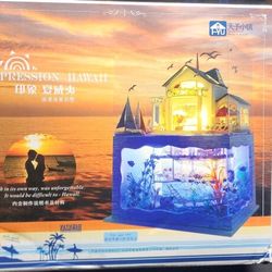 DIY Miniatures Doll House Kit Impression Hawaii 1:24 Blue with Light
