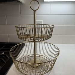 2-Tier Gold Fruit Basket / Organizer (Must Sell Fast!) 