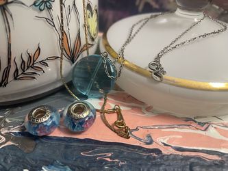 Pandora 925 silver Murano Glass Beads and Mystery Jewelry Lot