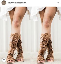 Suede Fringe Sandals from Southern Fried Chics sz 7