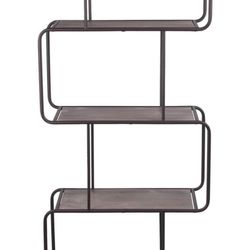 Brand New - Contemporary 6 Tier Metal and Wood Shelving Unit in Brown