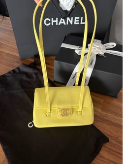 Chanel Preppy Coco Clutch with Straps Light Yellow Shiny Caviar Brushed Gold Hardware