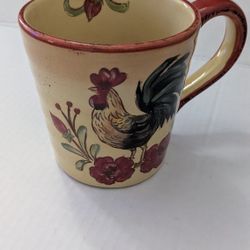 Honey Poppy Rooster Coffee Mug Rust Yellow Flowers Maxcera Corp
