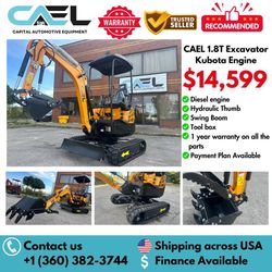 WHOLESALE PRICE BRAND NEW 1.8T MINI EXCAVATOR Kubota Engine - $14,599 