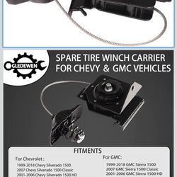 Spare Tire Hoist Spare Tire Winch Carrier | for 1 Chevy Silverado 1 3500 Suburban Tahoe, GMC Sierra 1 3500 Yukon | Replaces# 9