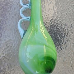 Art Glass Hand Blown Green  Pitcher