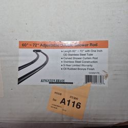 60-72" Double Curved Shower Curtain Rod, Oil Rubbed Bronze Finish,  1" OD Rod Stainless Steel