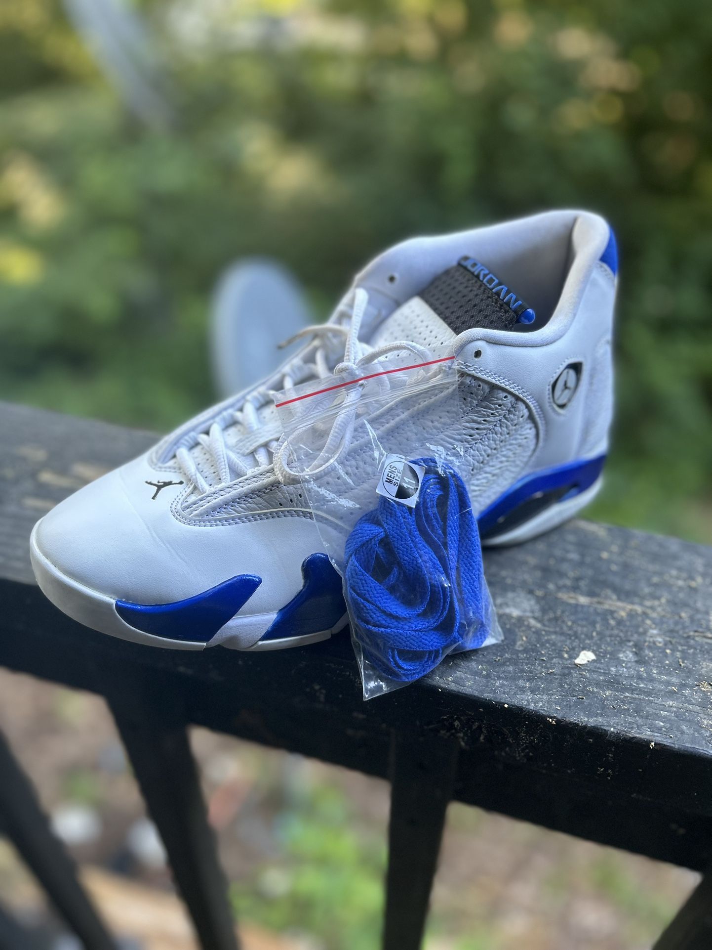 Retro White Hyper Royal Jordan 14’s