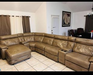 Tan Leather Couches W/Sectional (real leather)
