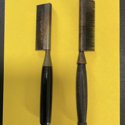 Antique Barber Combs Both Have Wood Handles