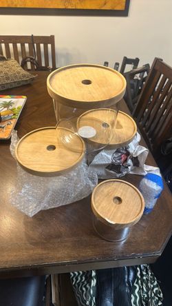 Glass Storage Jars with Bamboo Lids – Set of 5