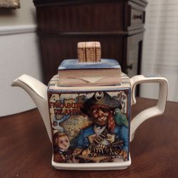 James Sadler & Sons Teapot, Classic Stories Treasure Island Made In England.  Teapot Measures 7 Inches Tall And 8 Inches Wide 