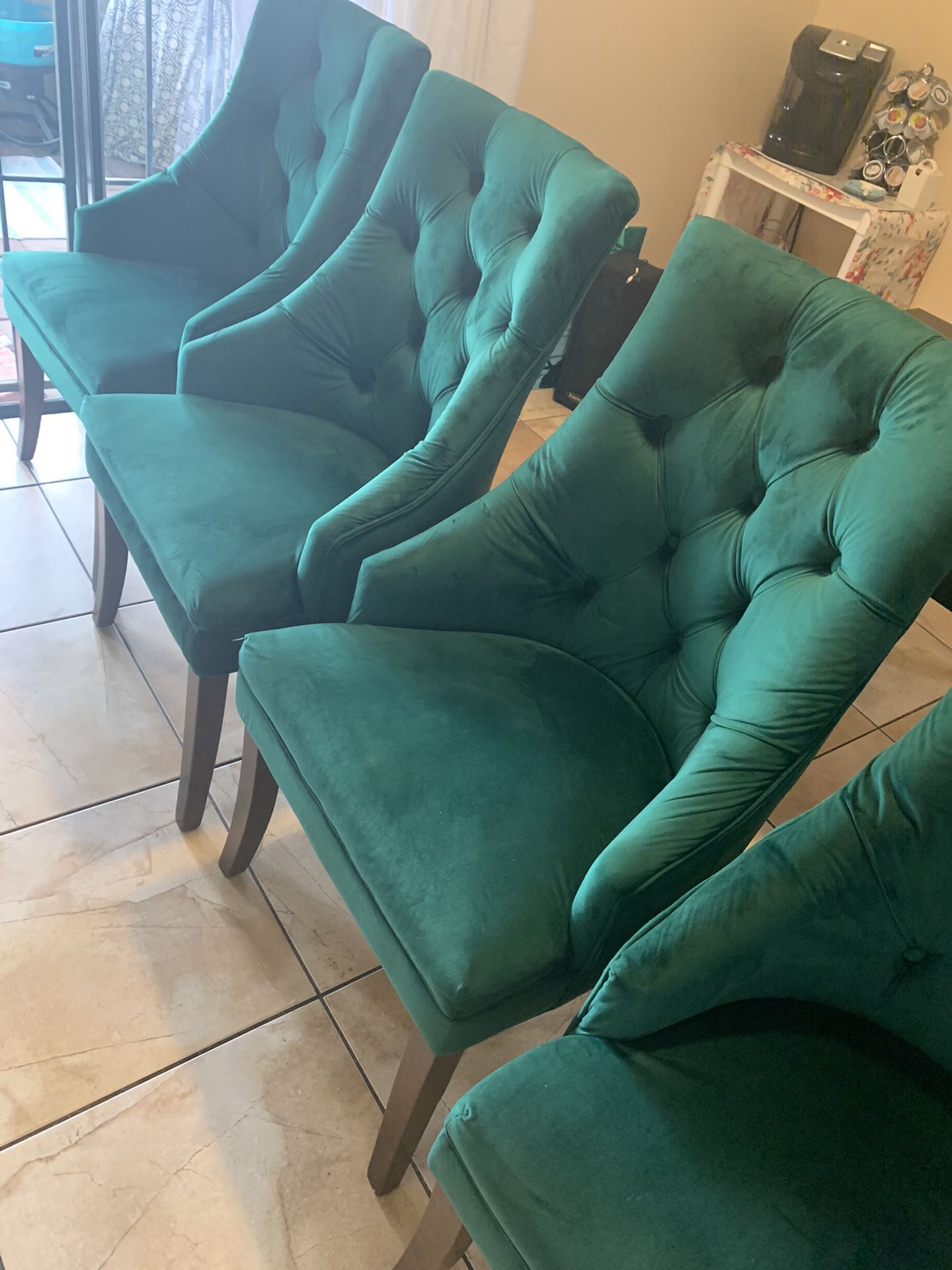 Emerald Green Dining chairs set of 4 And FREE TABLE