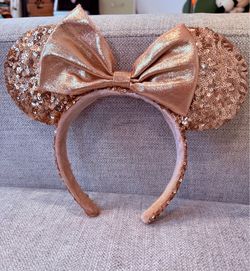 Rose gold pink glitter Minnie Mouse Ears Disney