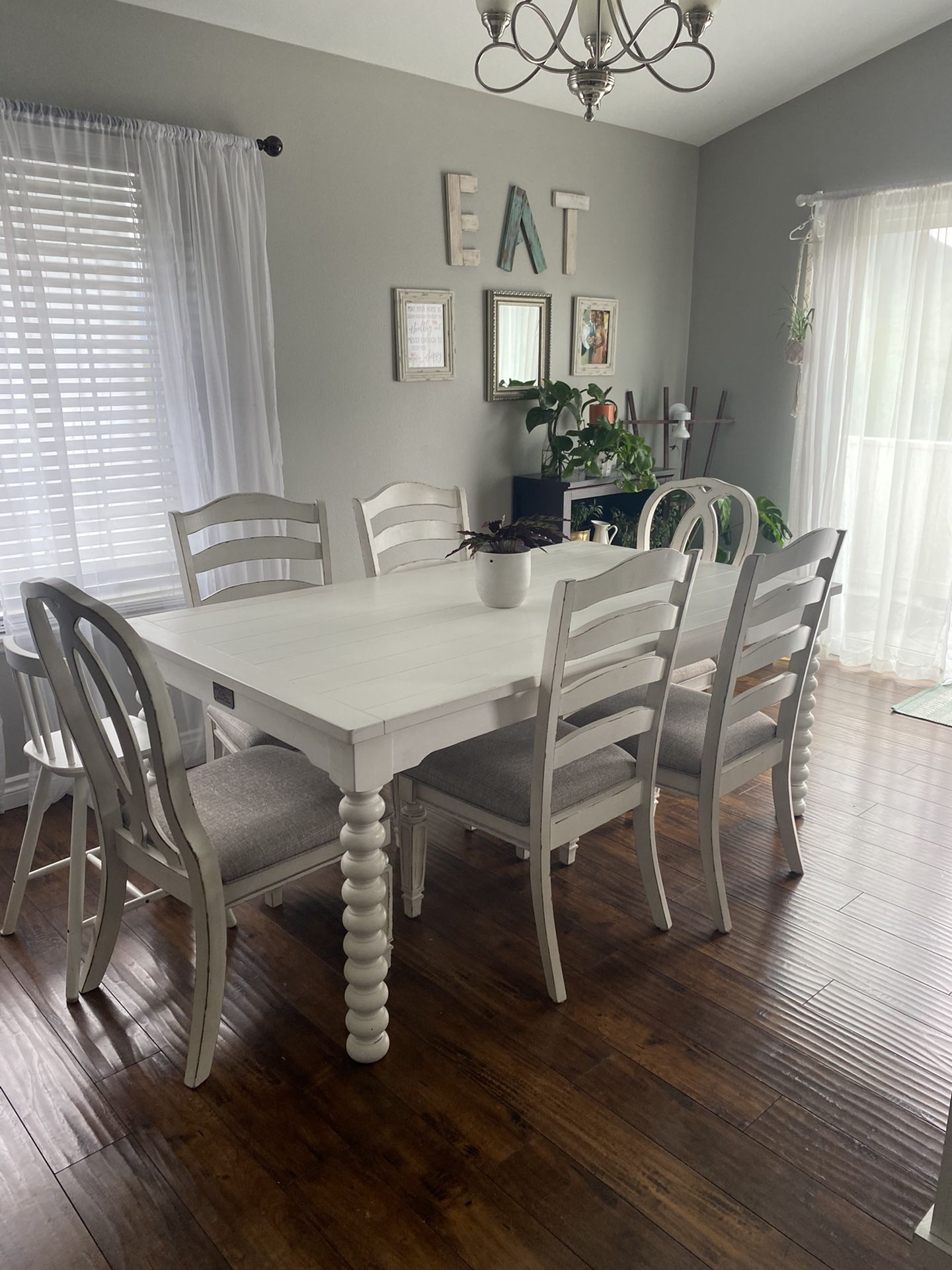 Chip And Johanna Dinning Table & Ashleys Furniture Chairs