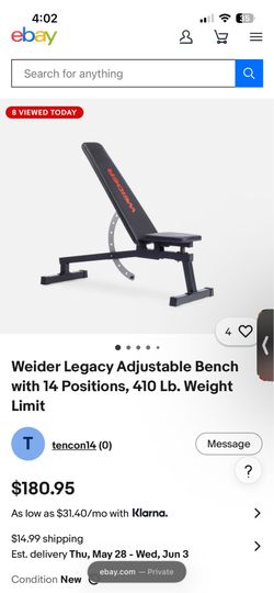 Weider Incline bench press with dumbells
